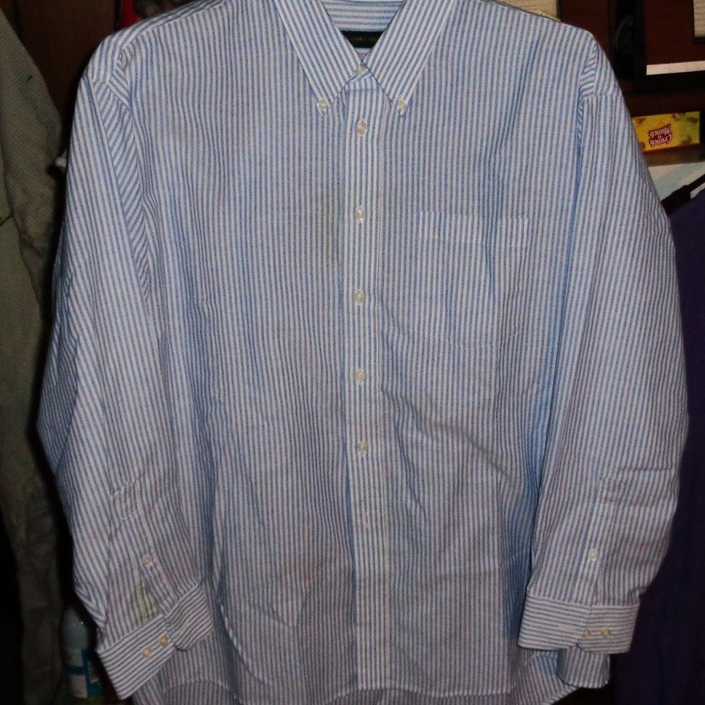 HILL AND ARCHER MENS DRESS SHIRT-SZ 18,34/35-BEAUTIFUL PIN STRIPE